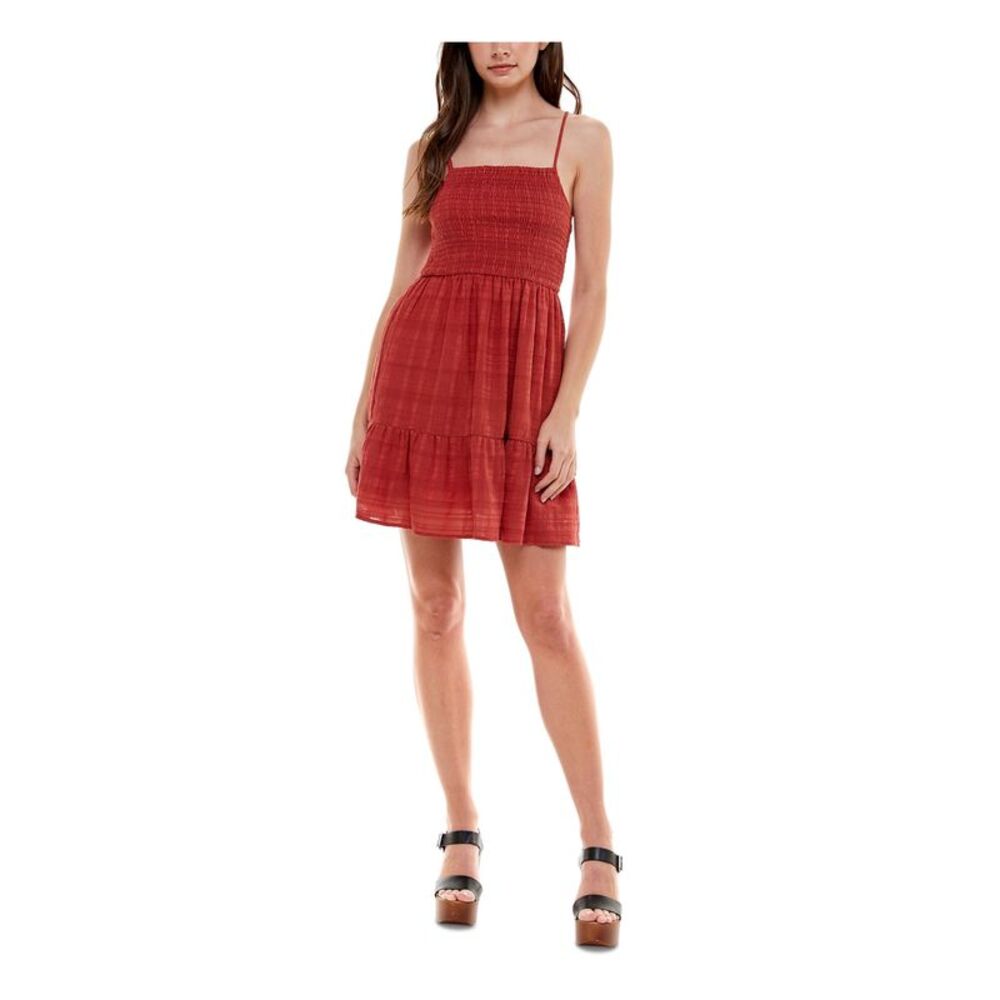 CRYSTAL DOLLS Womens Short Dress Orange Adjustable Straps Juniors M